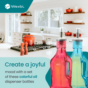 Wexbi Olive Oil Dispenser Bottle Kitchen Set. Red and Blue